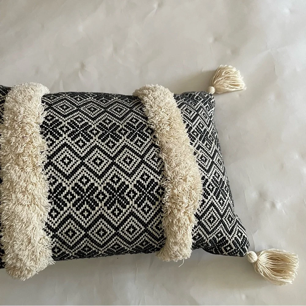 Stylish Black and Cream Geometric Pillow